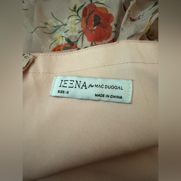 Ieena for Mac Duggal Pink Floral Tiered Layered Ruffle Sleeve Maxi Gown 8 NWT - Picture 10 of 12